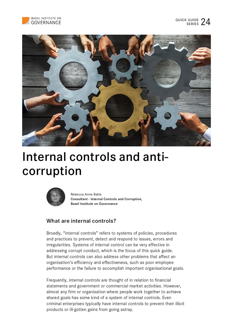 Quick Guide 24: Internal controls and anti-corruption cover