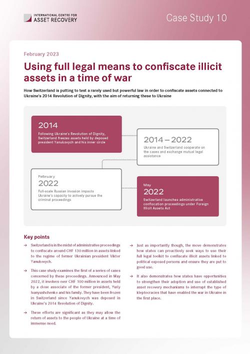 Case Study 10: Using full legal means to confiscate illicit assets in a time of war