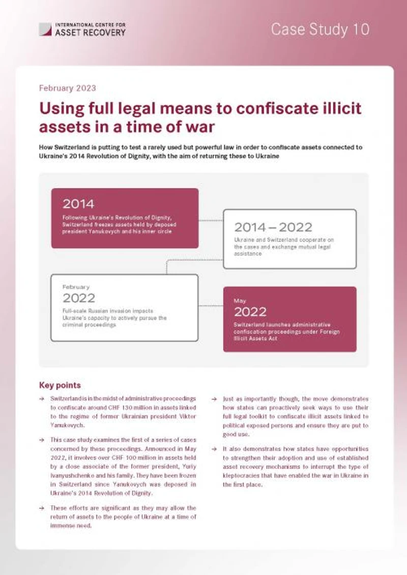 Case Study 10: Using full legal means to confiscate illicit assets in a time of war cover