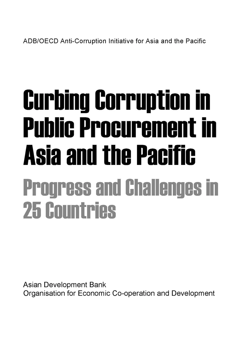 Curbing Corruption in Public Procurement in Asia and the Pacific: Progress and Challenges in 25 Countries cover