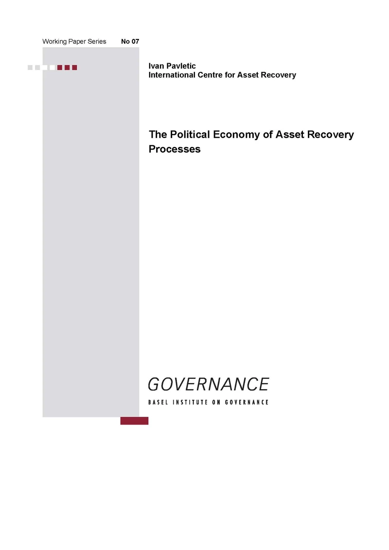 Working Paper 7: The political economy of asset recovery processes cover