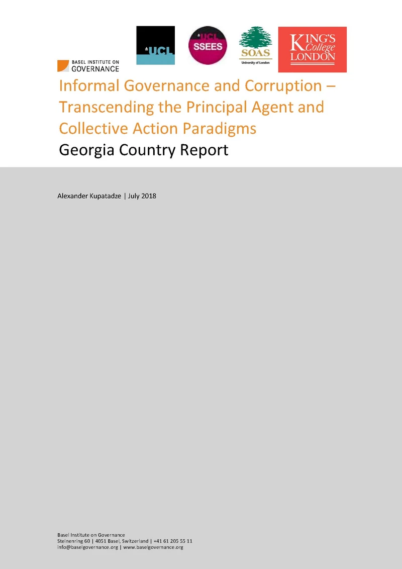 Informal Governance and Corruption – Transcending the Principal Agent and Collective Action Paradigms in Georgia cover