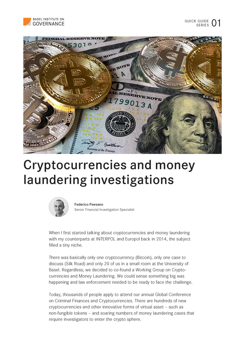 Quick Guide 1: Cryptocurrencies and money laundering investigations cover