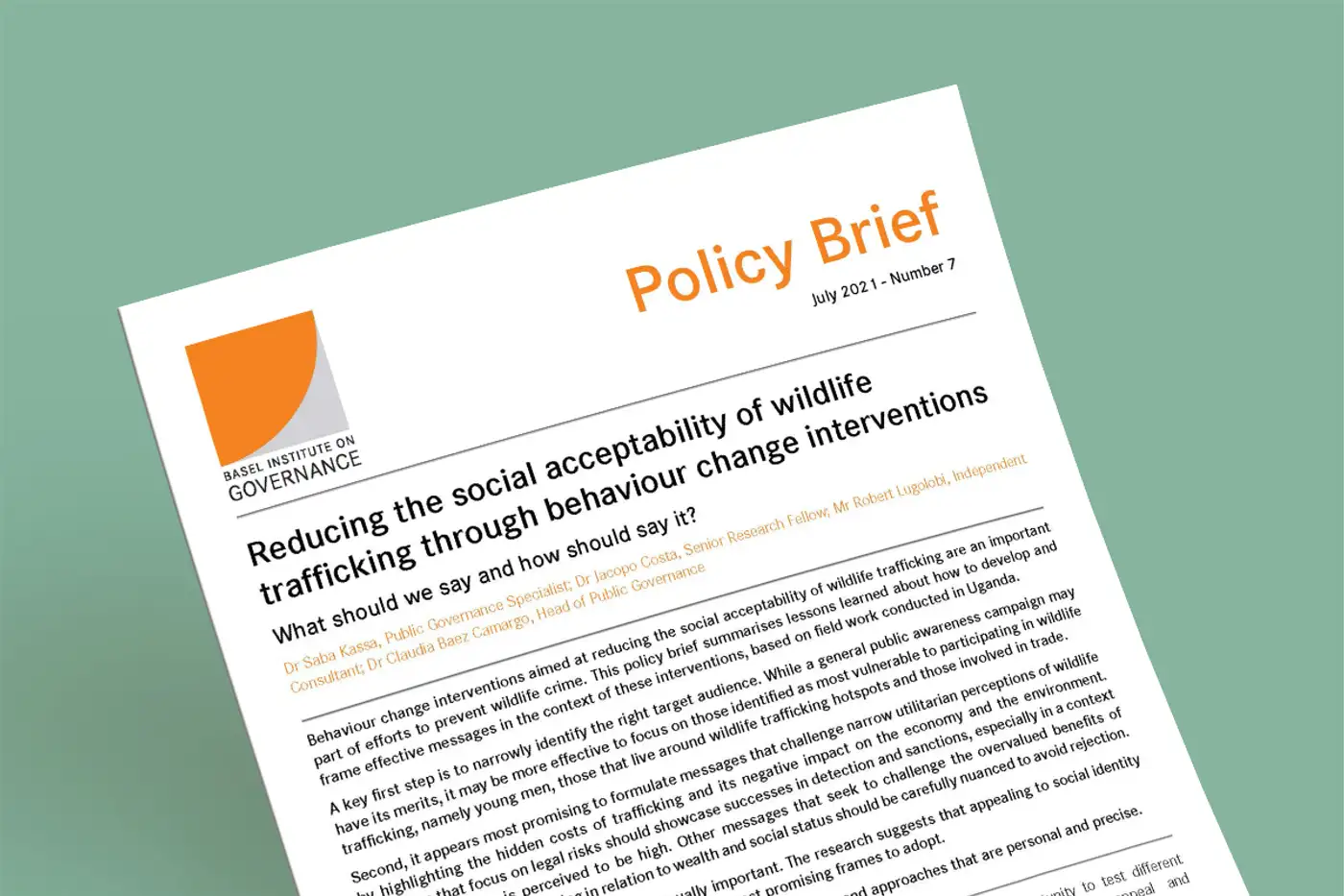 New policy brief on how to reduce the social acceptability of wildlife trafficking