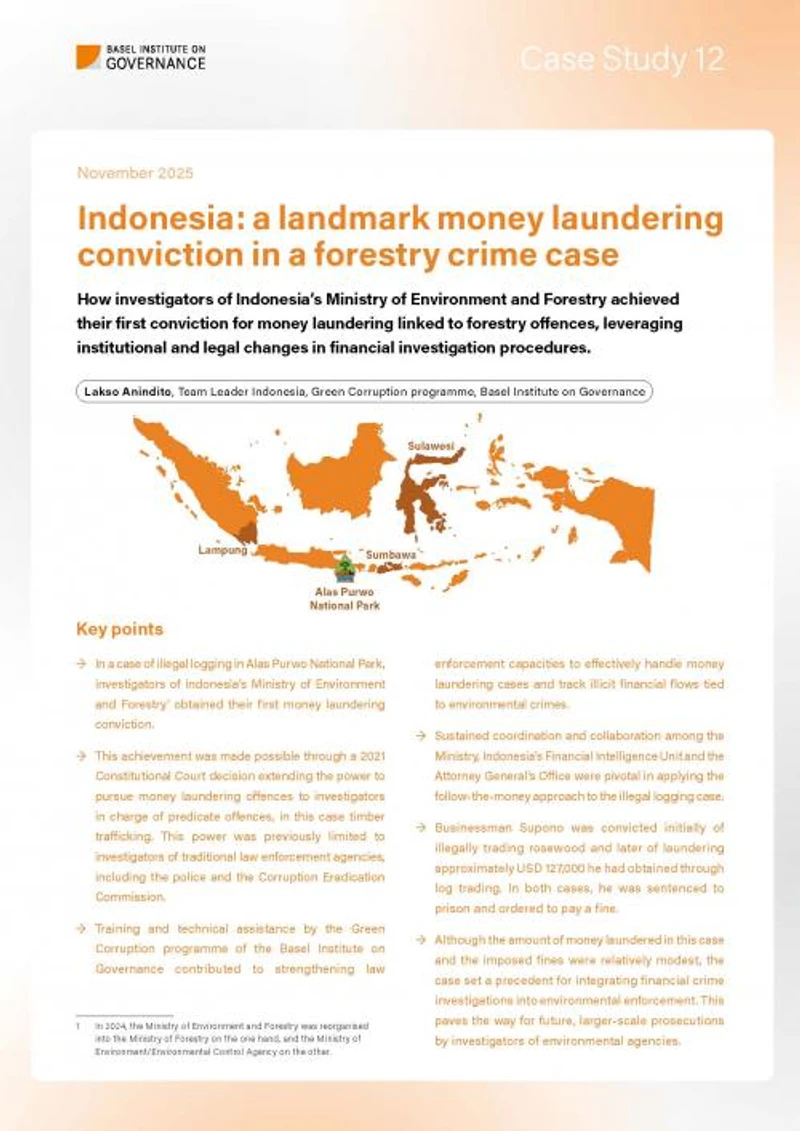 Case Study 12: Indonesia: a landmark money laundering conviction in a forestry crime case cover