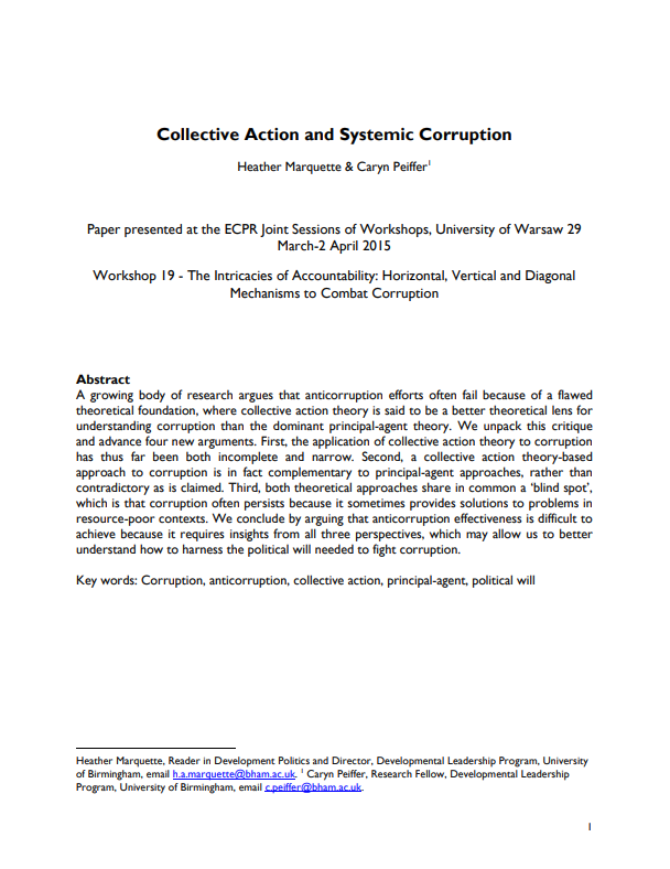 Collective Action and Systemic Corruption