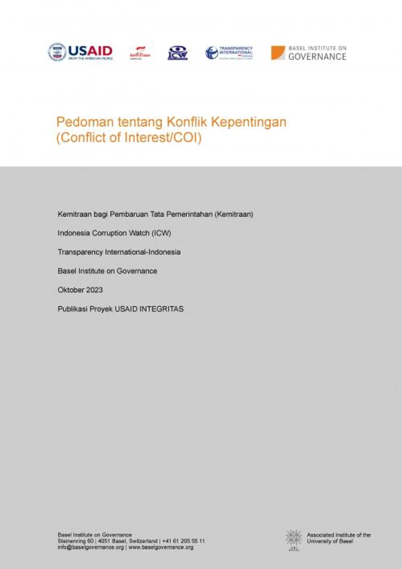 Conflict of interest guidelines for Indonesian public institutions (Pedoman tentang Konflik Kepentingan) cover