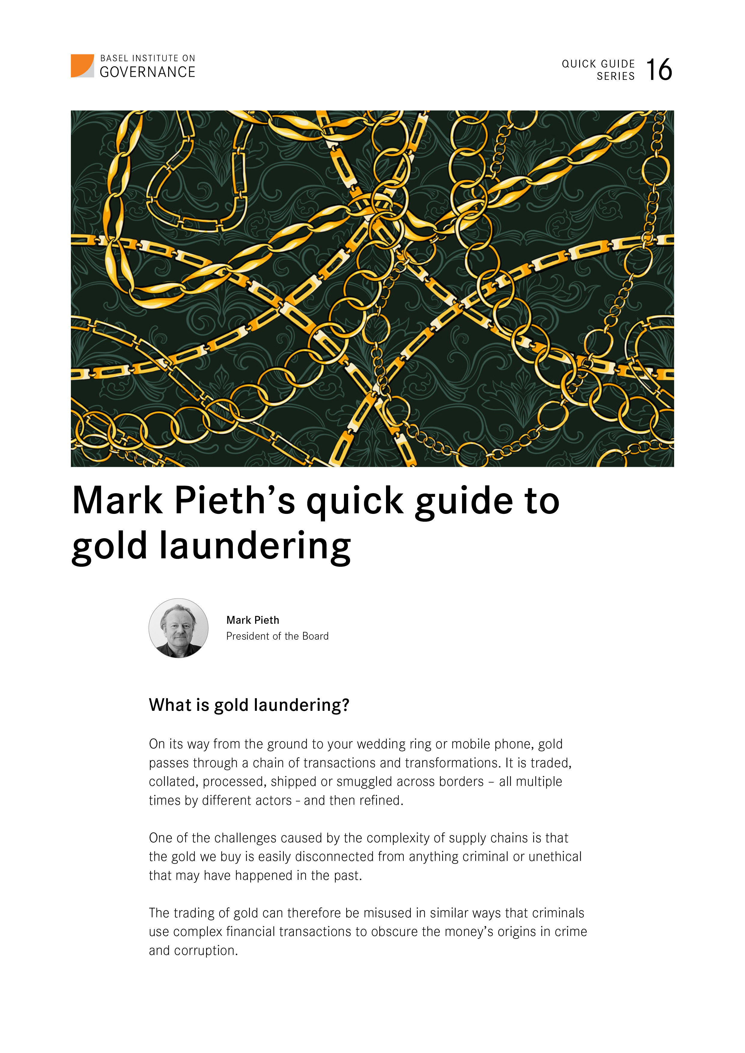 Quick guide 16: Gold laundering cover