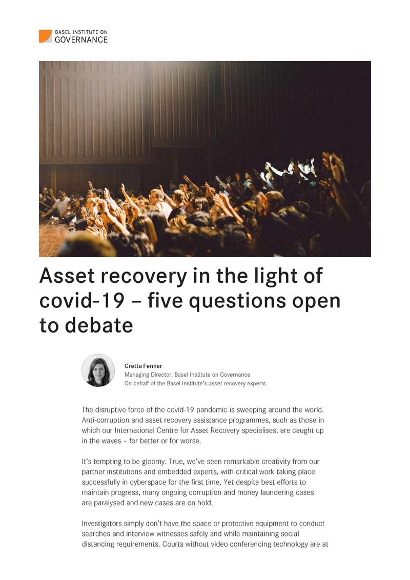 Asset recovery in the light of covid-19 - five questions open to debate cover