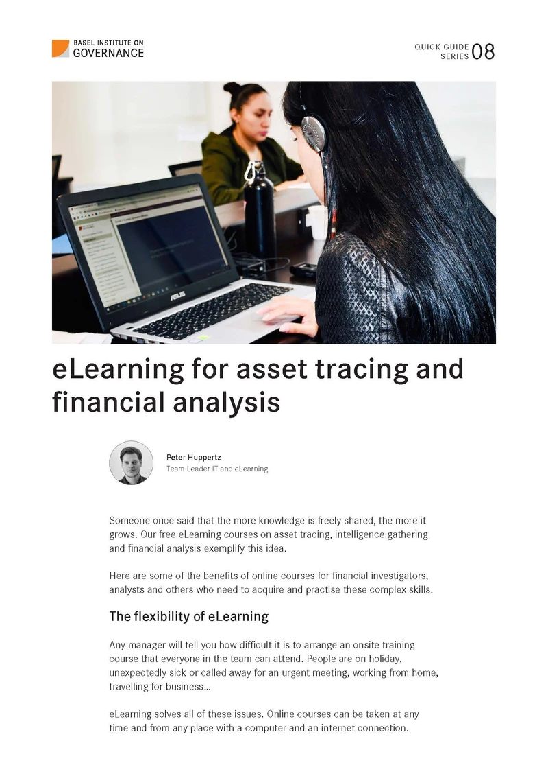 Quick Guide 8: eLearning for asset tracing and financial analysis cover