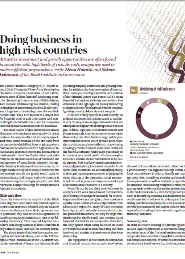 Doing business in high risk countries