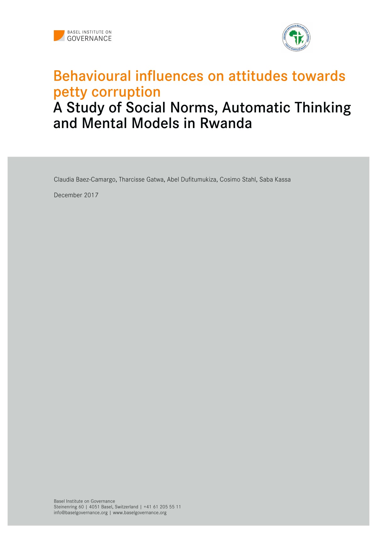 Behavioural influences on attitudes towards petty corruption: a study of social norms, automatic thinking and mental models in Rwanda