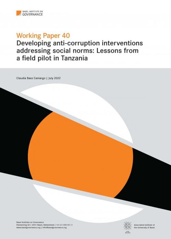 Working Paper 40: Developing anti-corruption interventions addressing social norms: Lessons from a field pilot in Tanzania