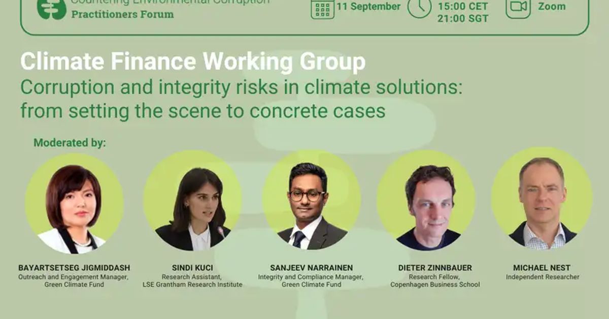 Event - Corruption and integrity risks in climate solutions: from ...