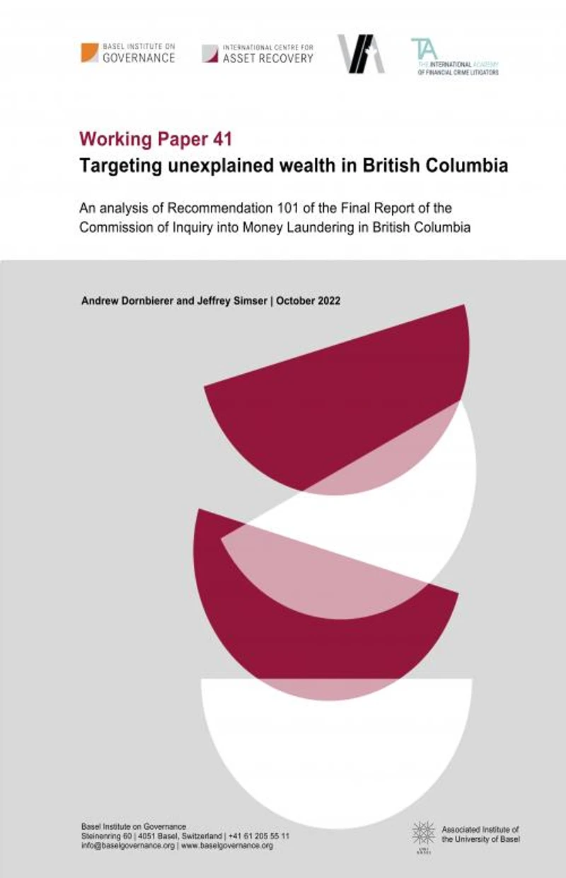 Working Paper 41: Targeting unexplained wealth in British Columbia cover