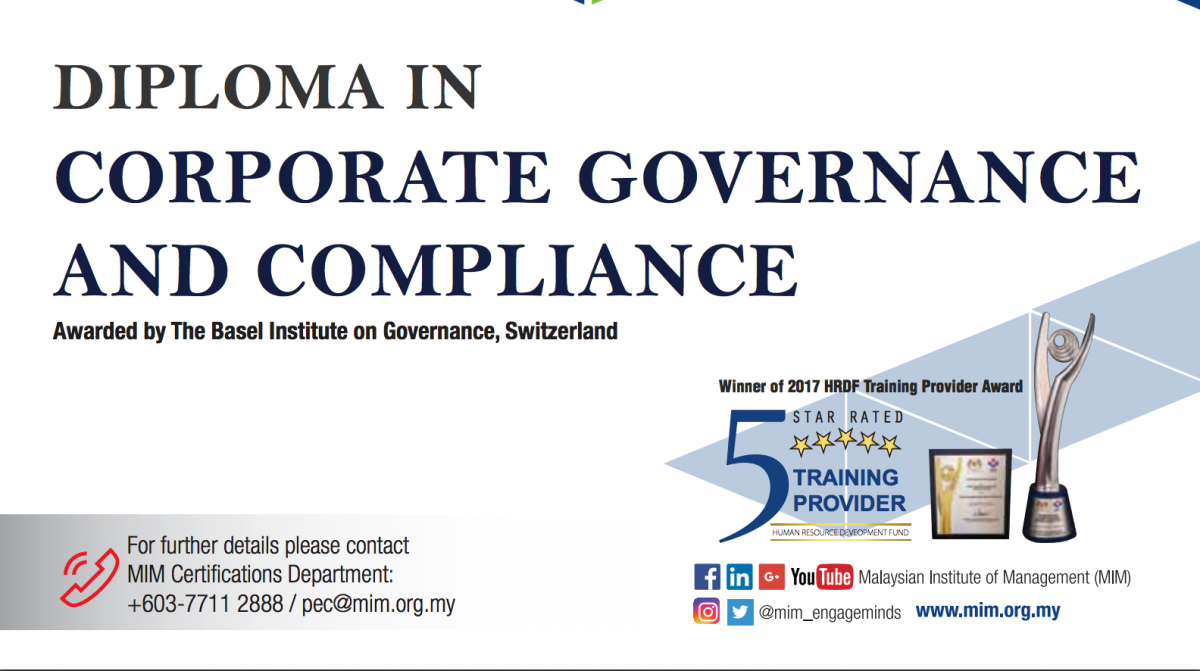 Diploma in Corporate Governance and Compliance certificate
