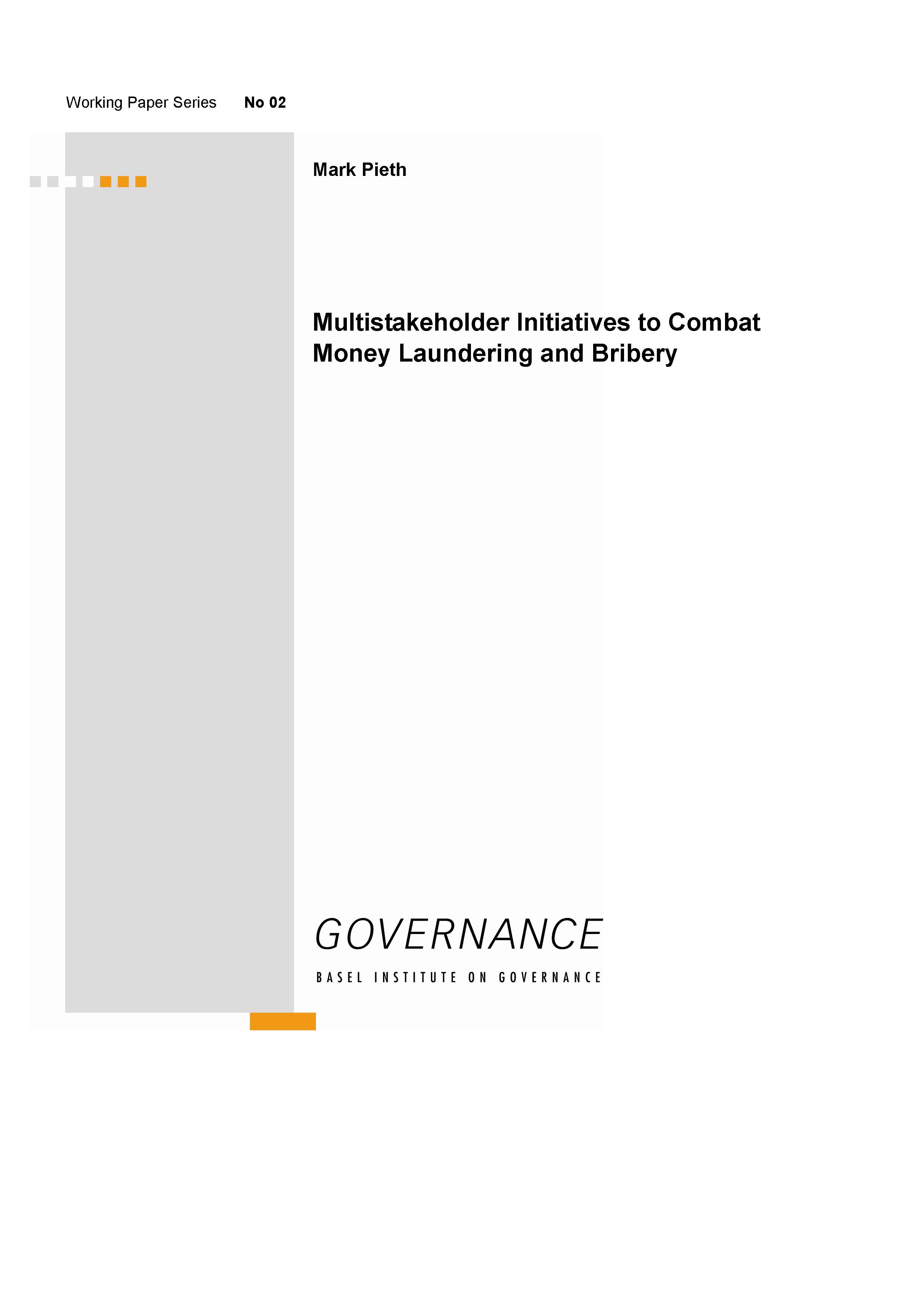 Front page of Multistakeholder Initiatives to Combat Money Laundering and Bribery