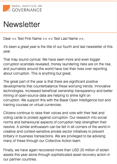 Newsletter screenshot