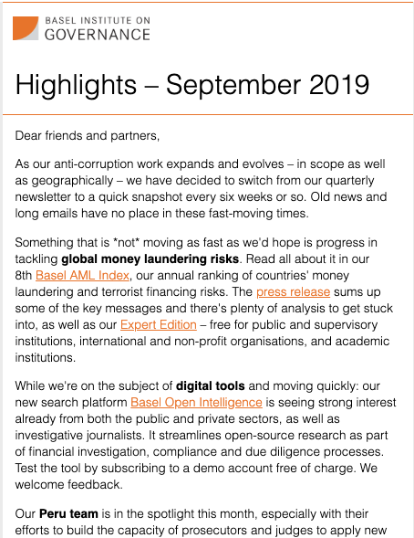 Newsletter Sept 2019