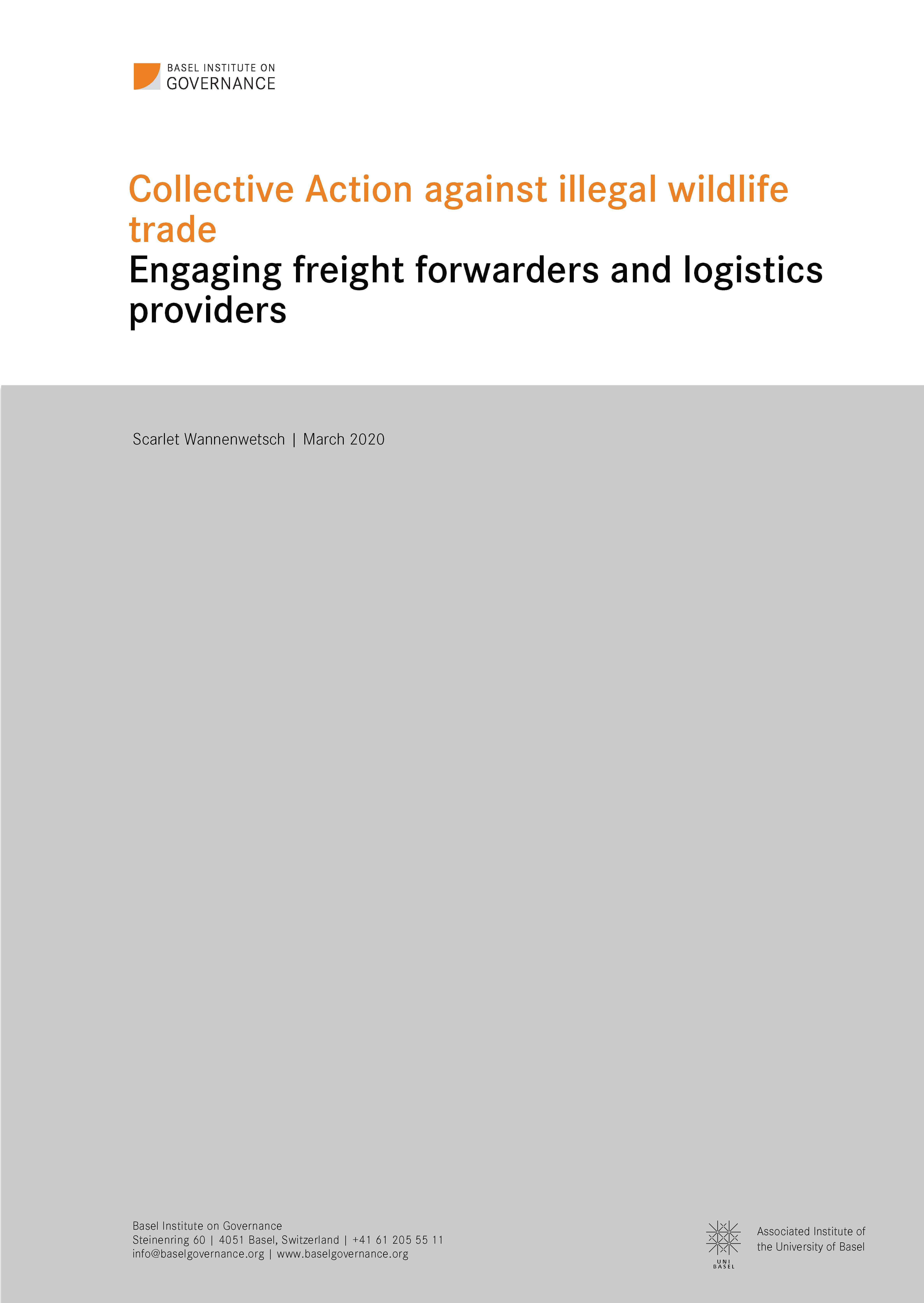 Cover page on report into illegal wildlife trade, collective action and freight forwarders