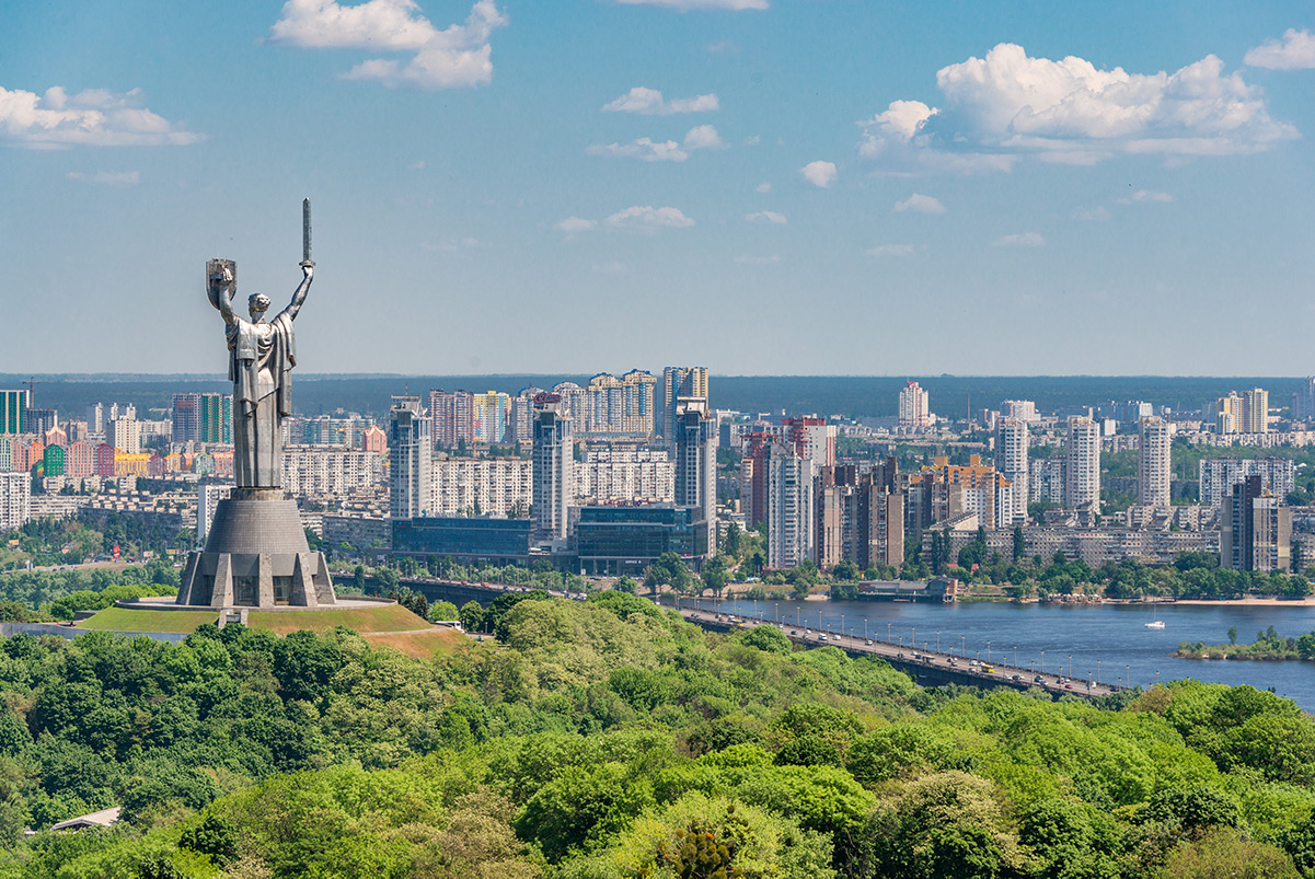 Motherland Monument against backdrop of Kiev, Ukraine, one of the countries in the region with a Business Ombudsman institution