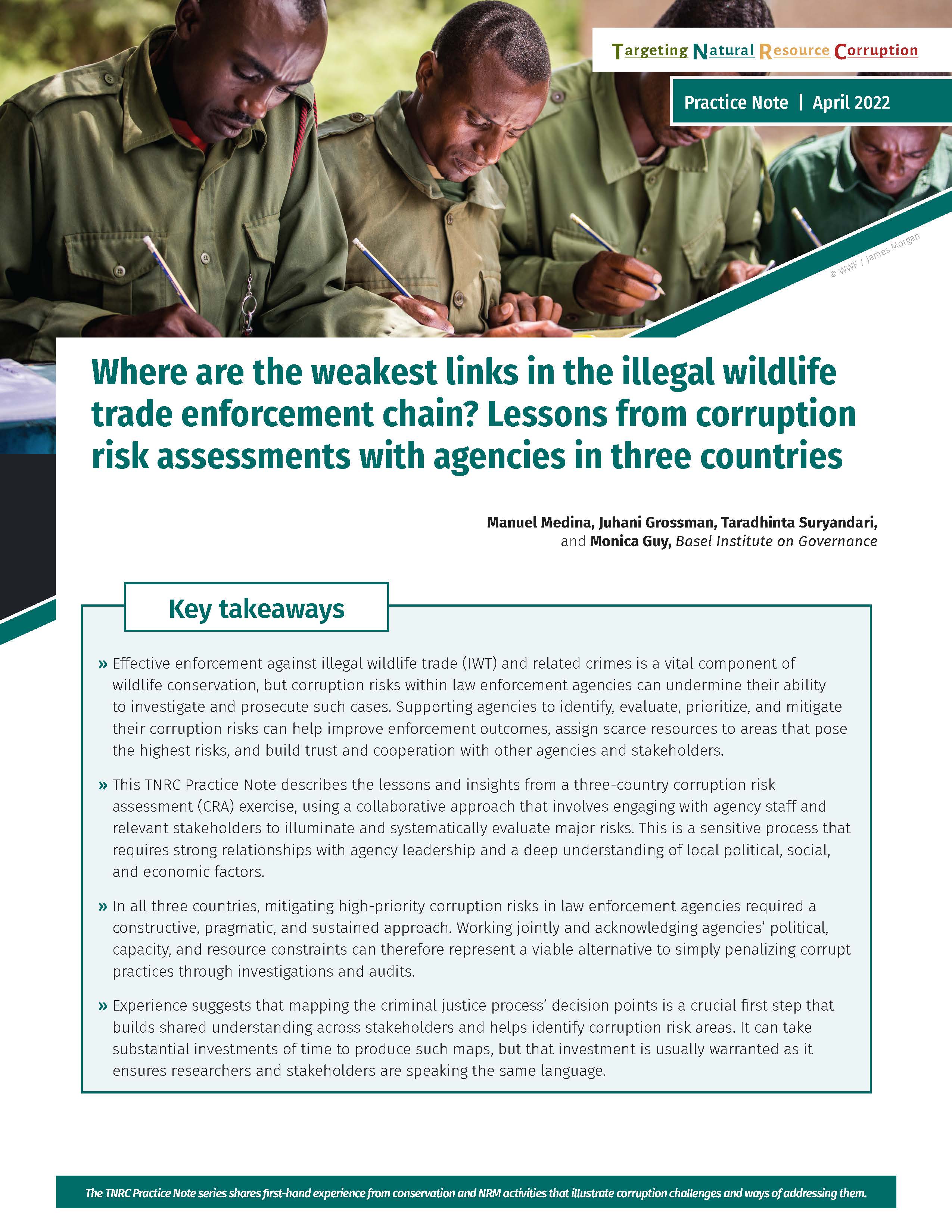 TNRC practice note on corruption risk assessments - cover page
