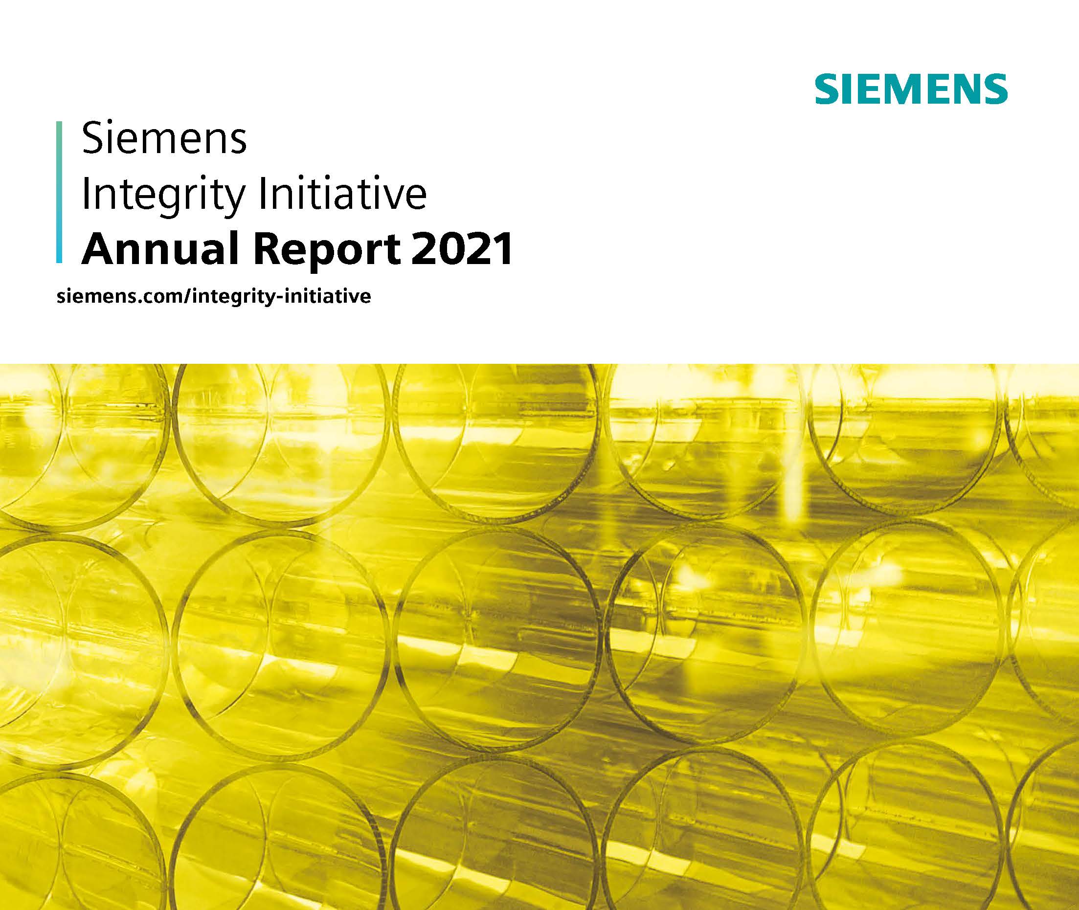 Cover page of Siemens Integrity Initiative Annual Report 2021