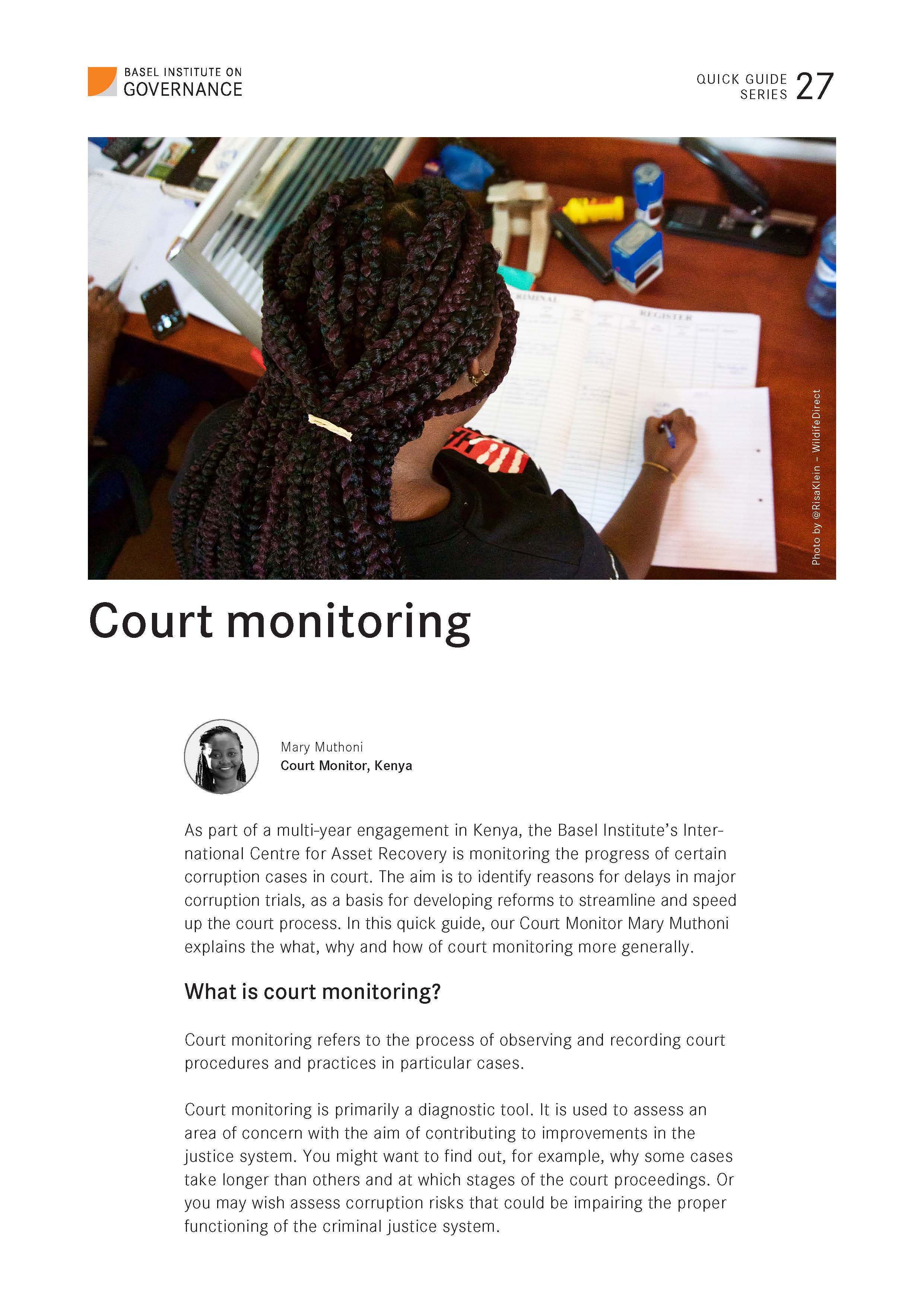 Cover page of quick guide to court monitoring