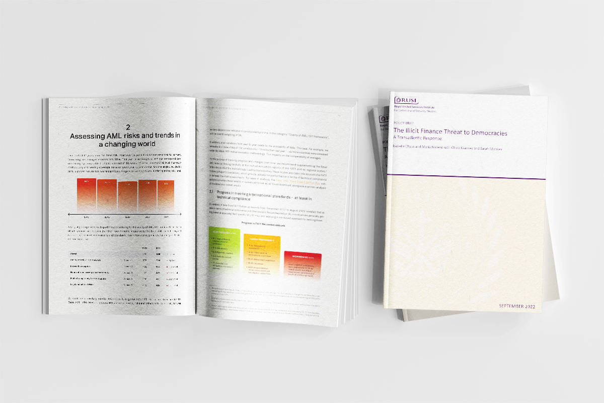 Mockup of TARIF policy brief and Basel AML Index report