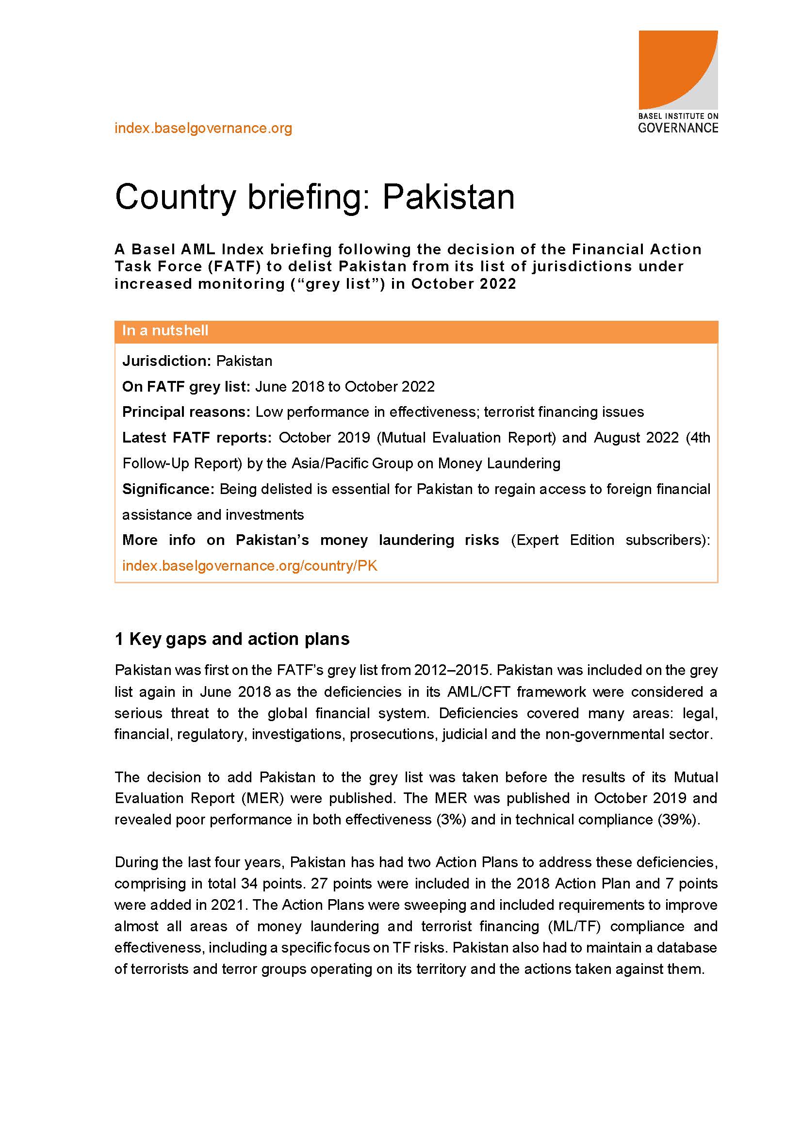 Pakistan delisting briefing