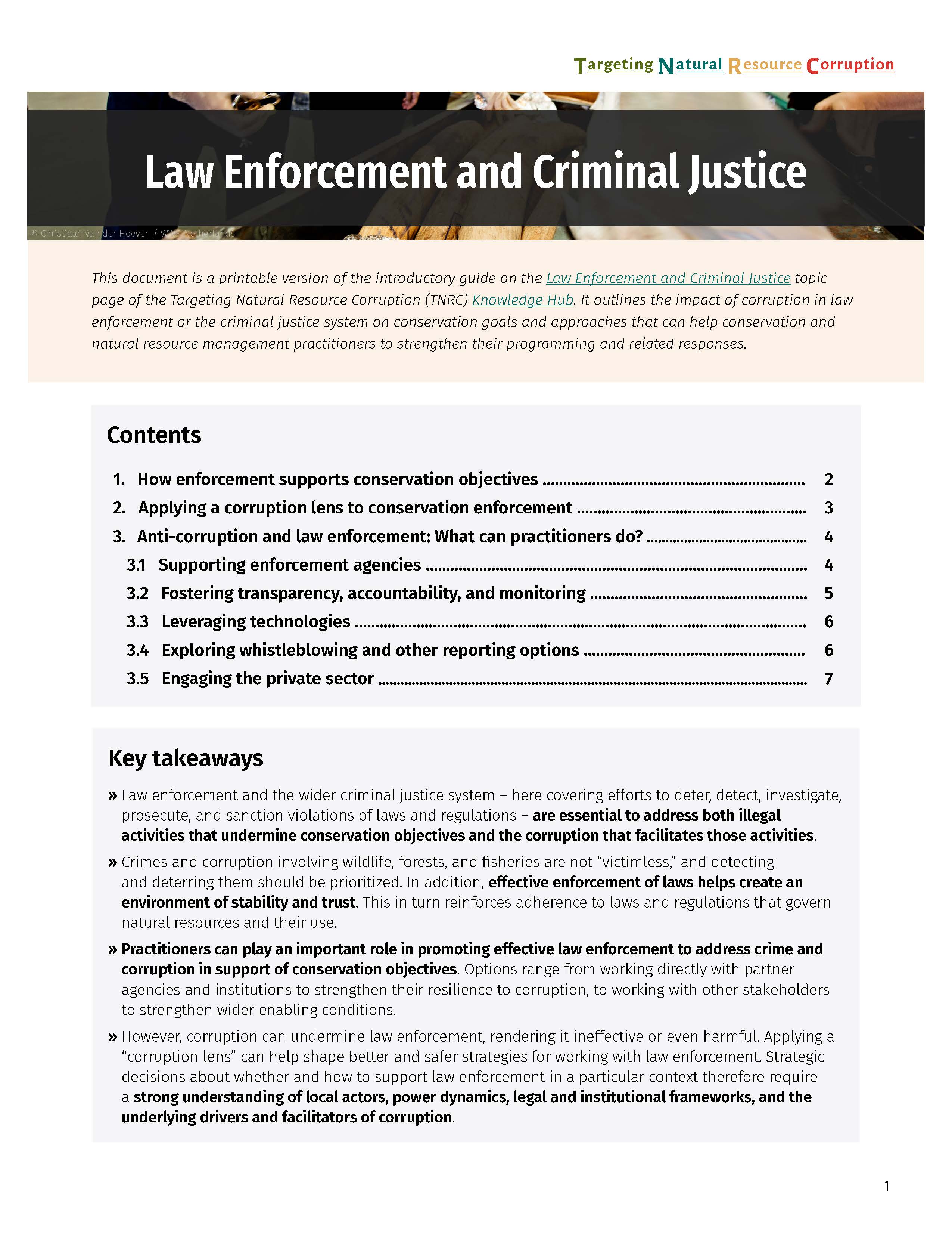 Cover page of TNRC law enforcement synthesis