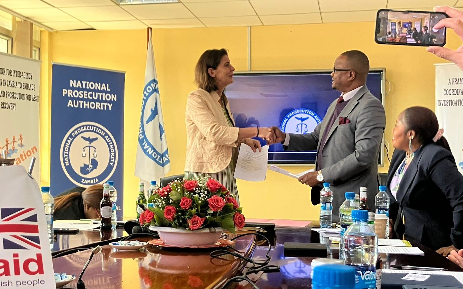 Gretta Fenner and Gilbert Phiri sign MoU in Zambia