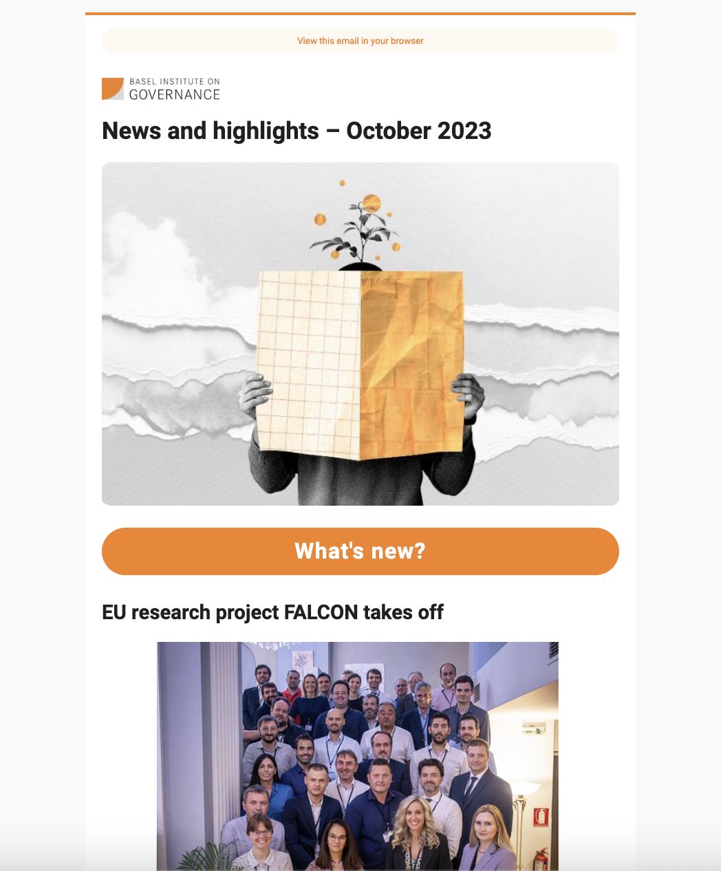 Screenshot of October 2023 newsletter