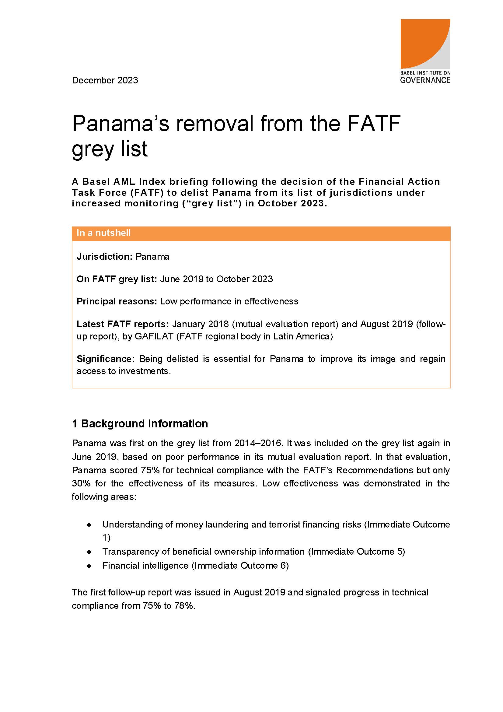 Panama briefing cover page