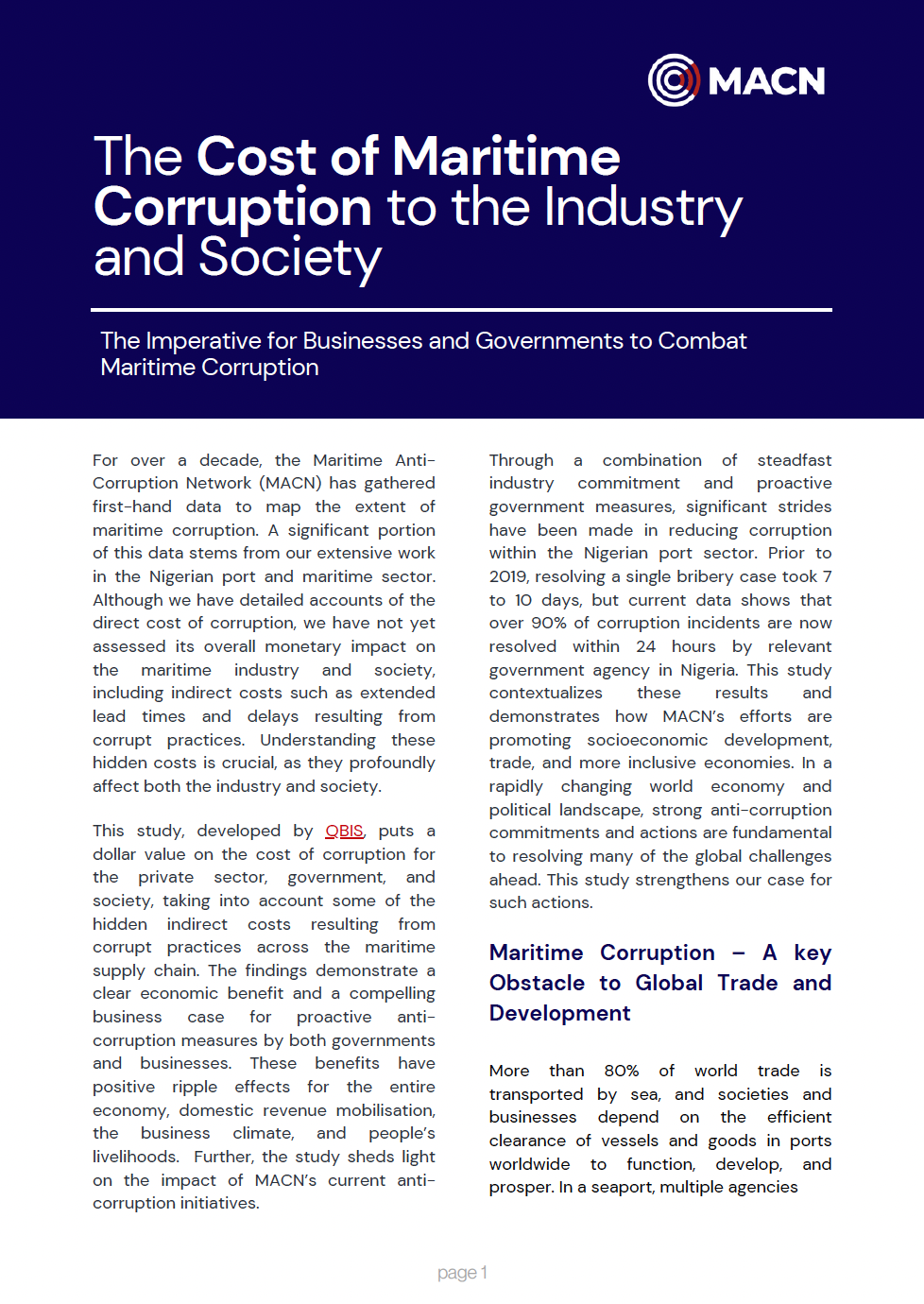 Cost of maritime corruption