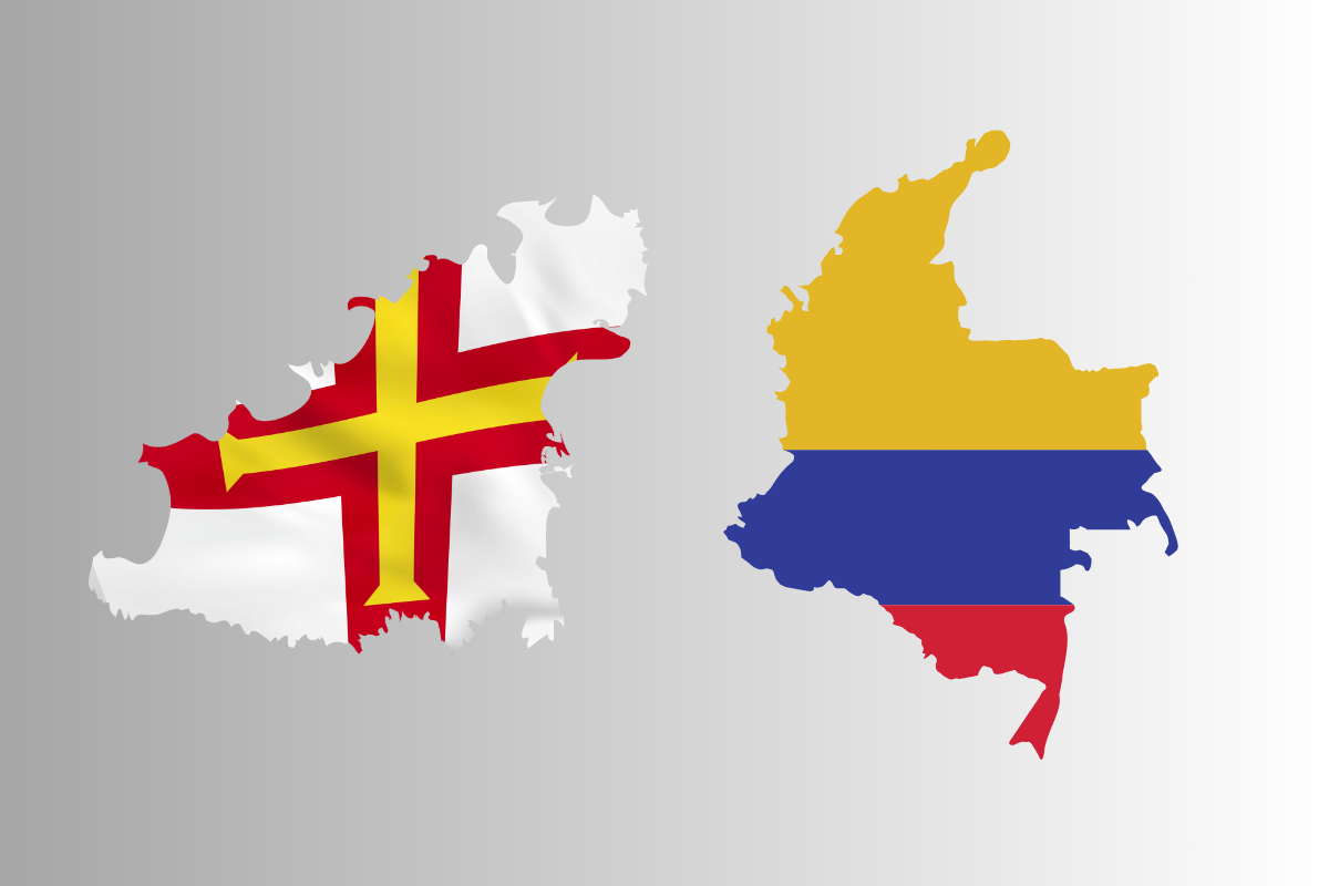 Colombia and Guernsey flags