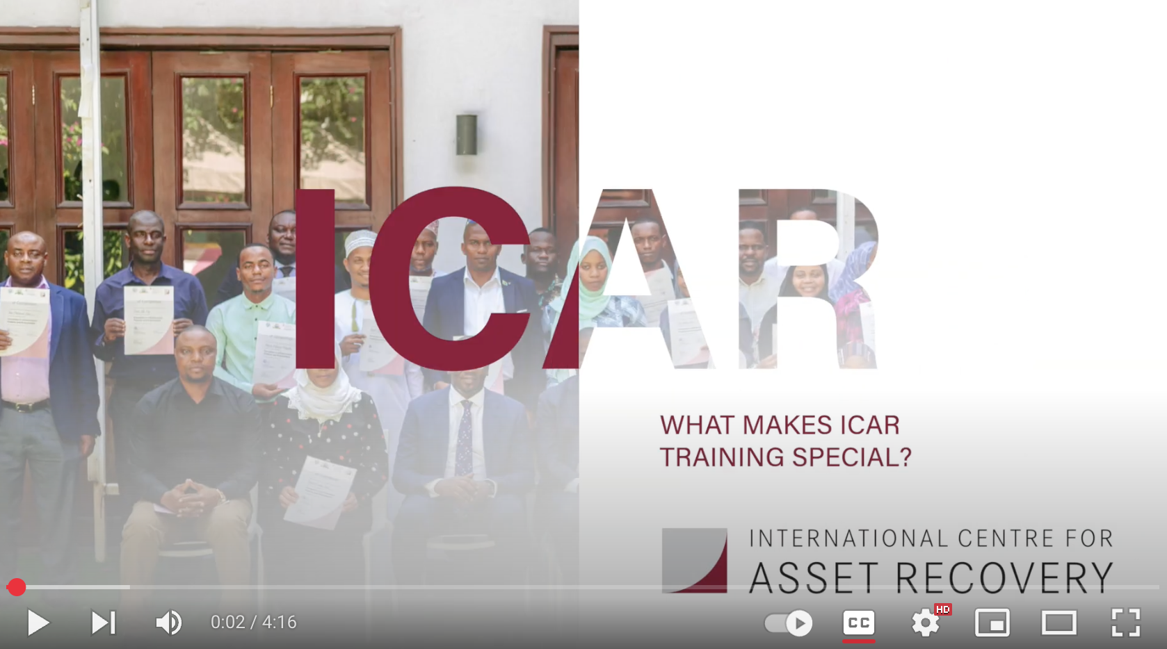 Screenshot of ICAR training video - opening slides