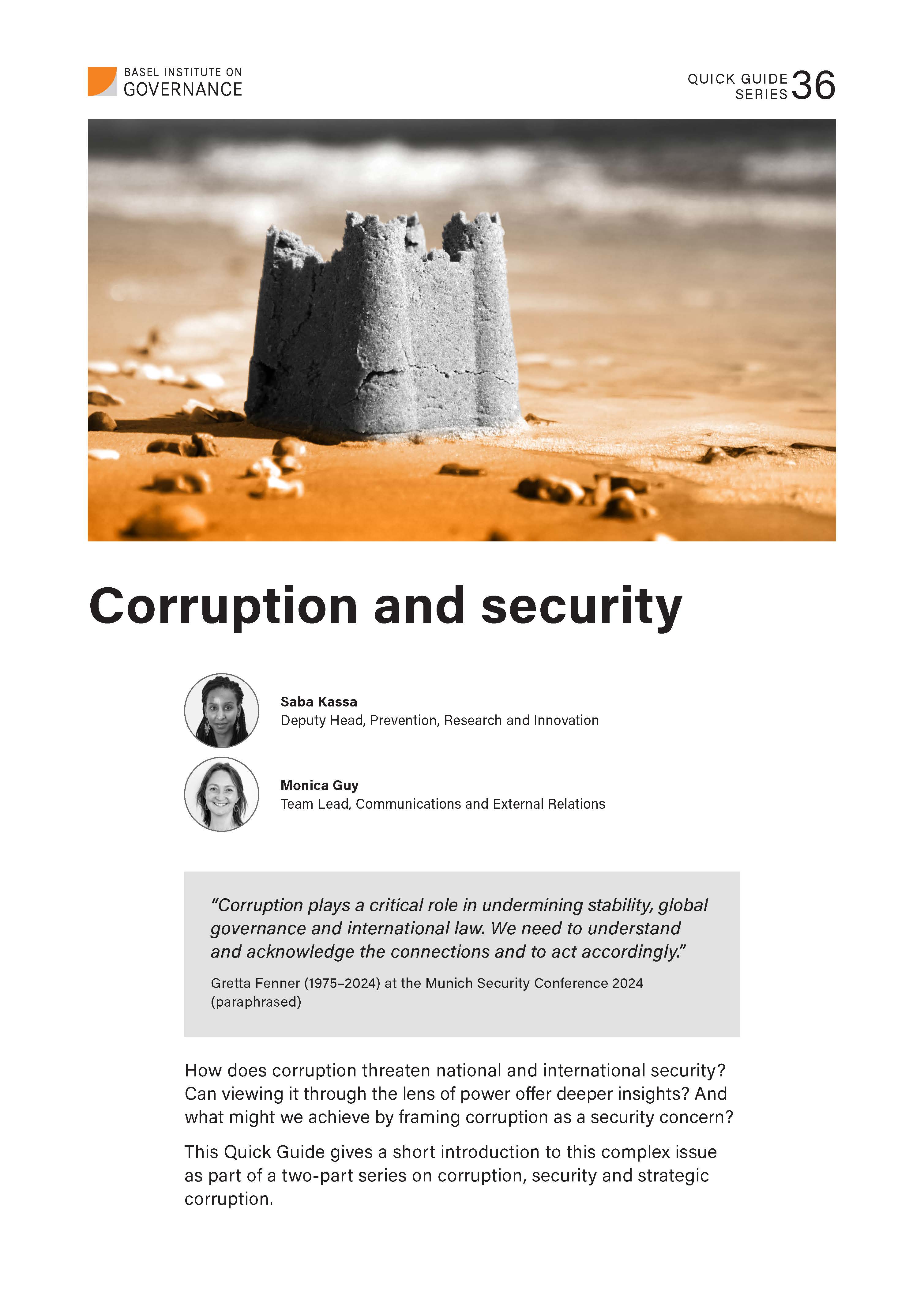 cover page of Quick Guide 36 on corruption and security