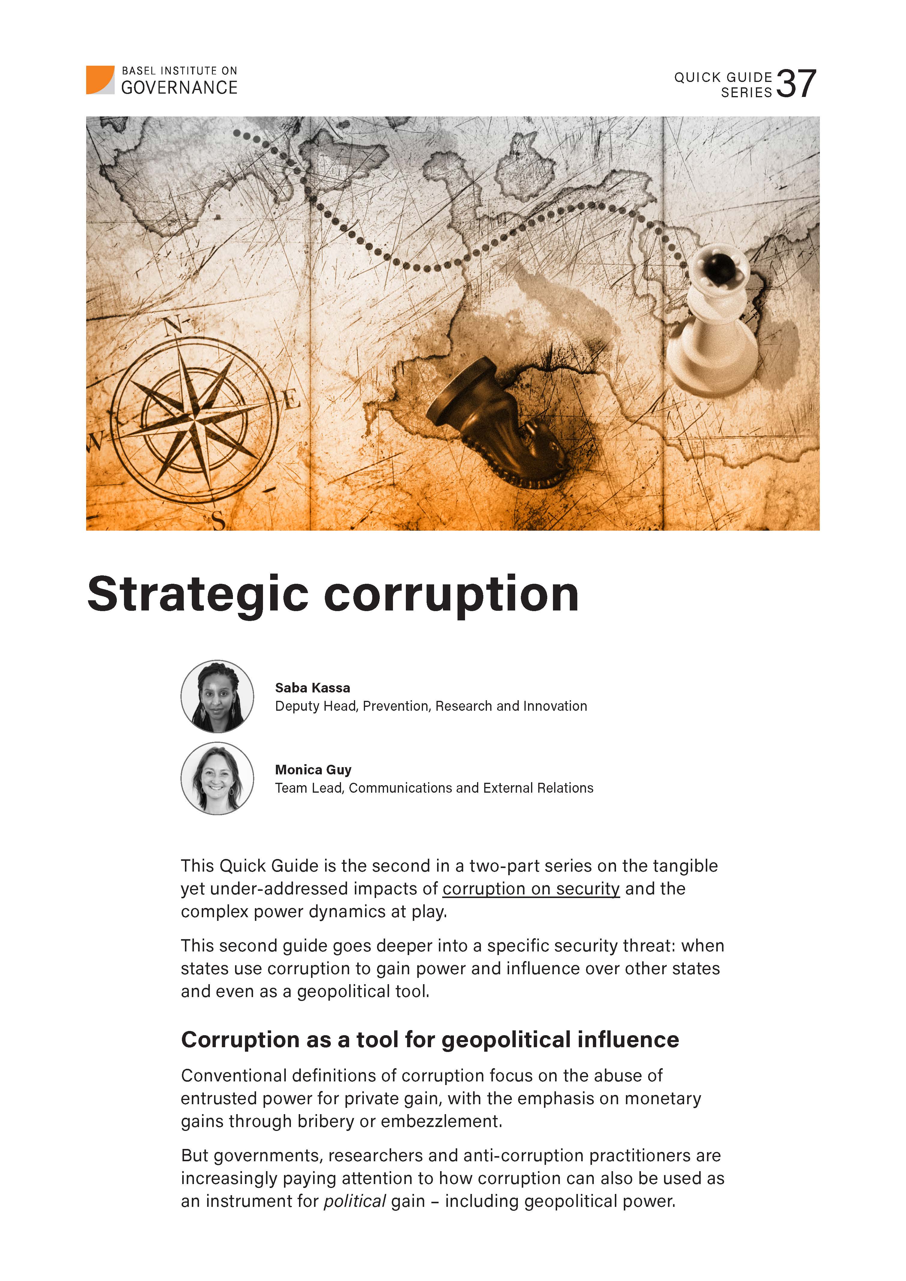 cover page of Quick Guide 37 to strategic corruption