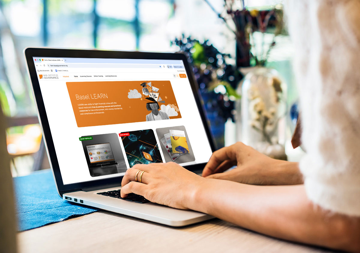 Basel LEARN website shown on a laptop screen