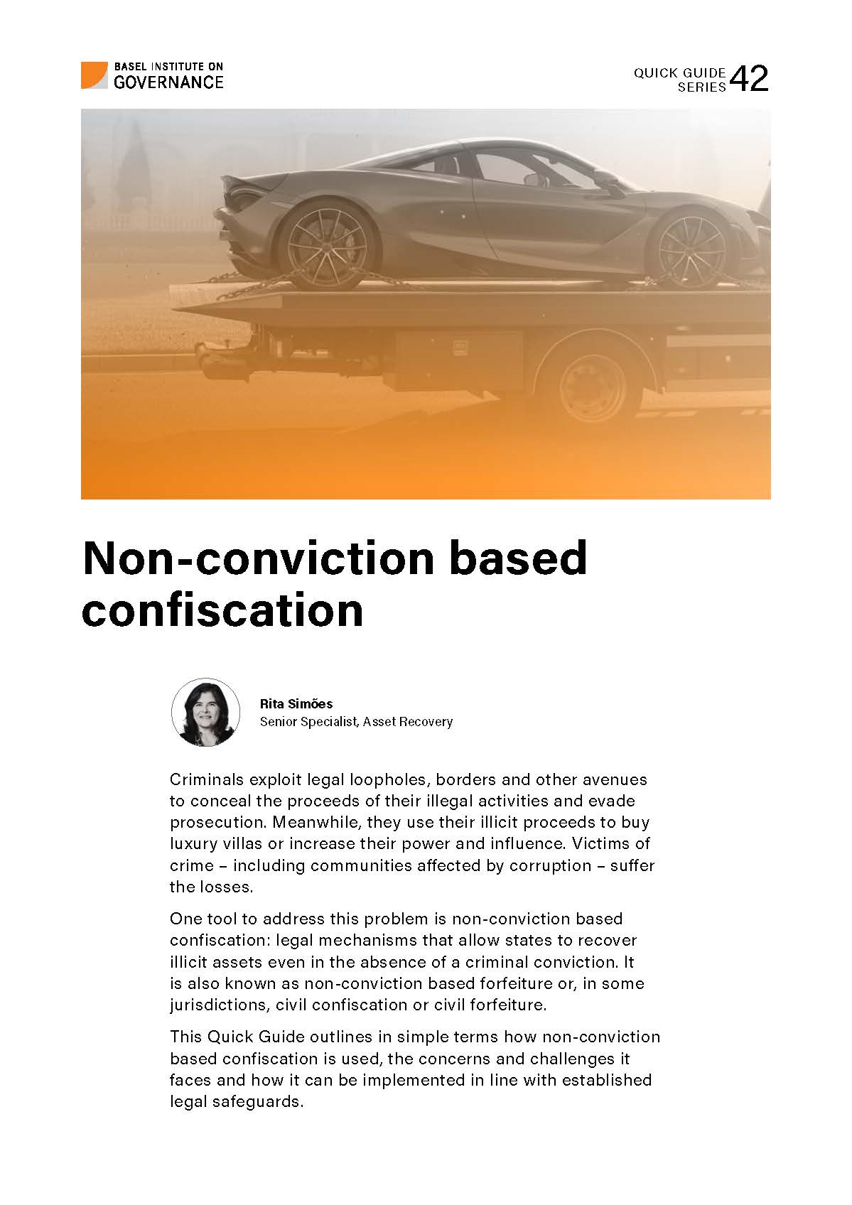 Cover page of Quick Guide 42 to Non-conviction based confiscation