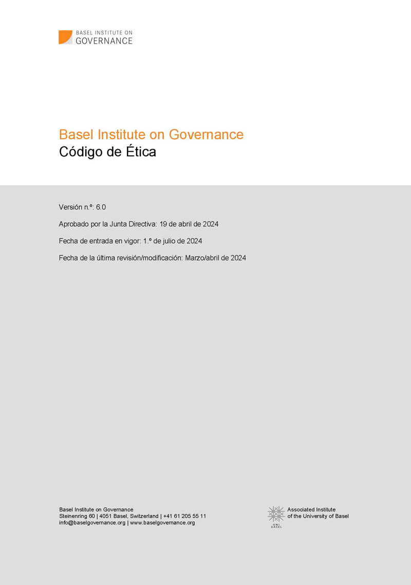 Basel Institute Code of Ethics ES cover page