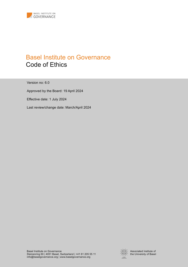Basel Institute Code of Ethics EN cover page
