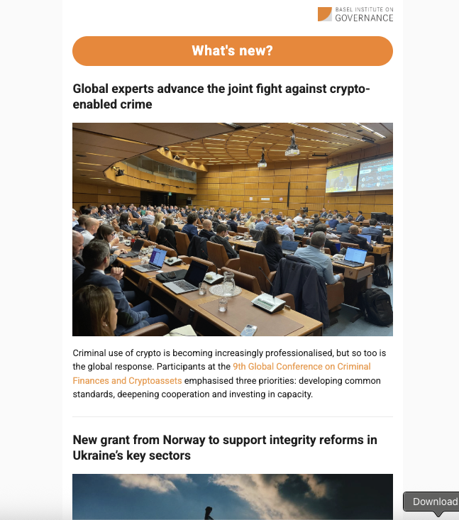 Screenshot of newsletter October 2025