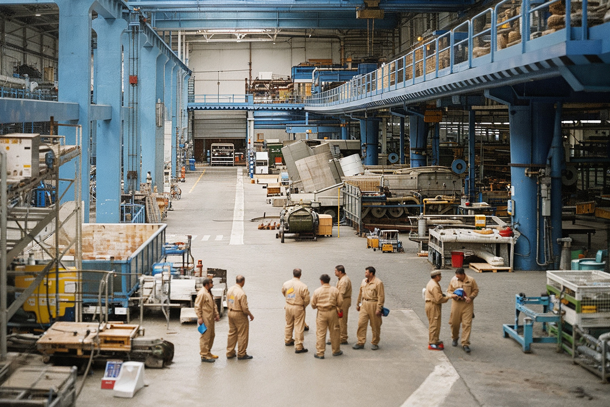 AI-generated image of defence manufacturing plant