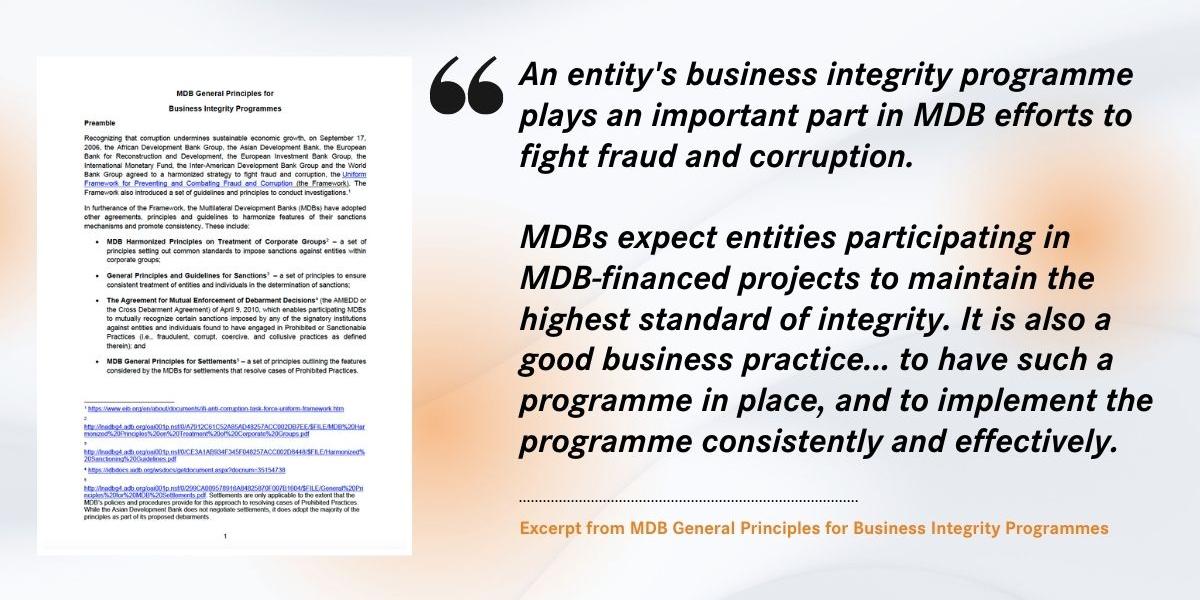 Quote from MDB general principles on business integrity programmes