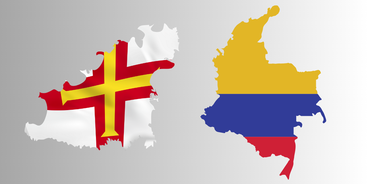 Colombia and Guernsey flags